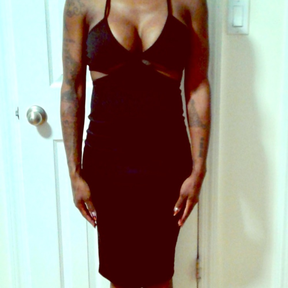 Sexy black party dress with cut outs,